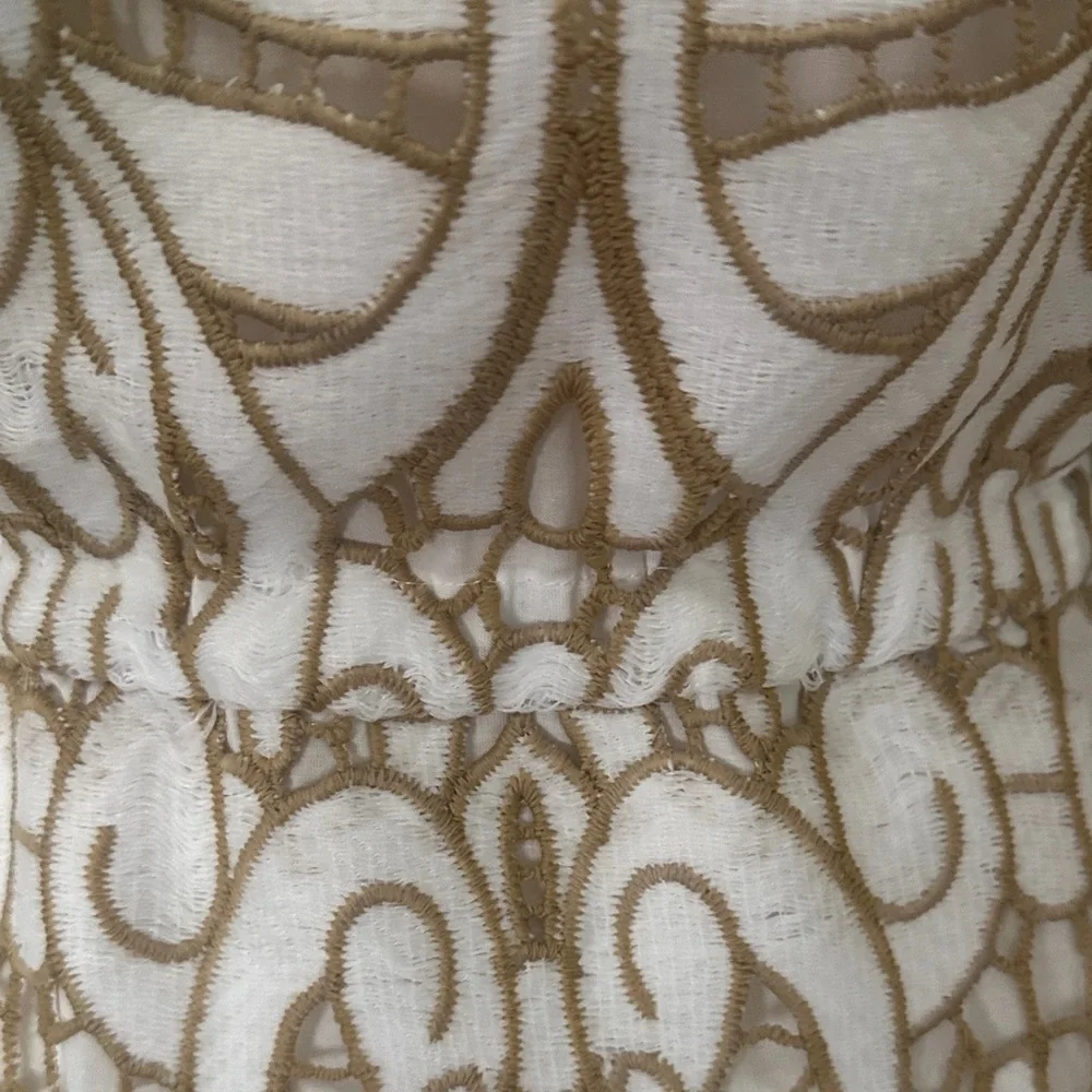 Solitaire White and Gold Lace-Effect Maxi Dress - Picture 10 of 12